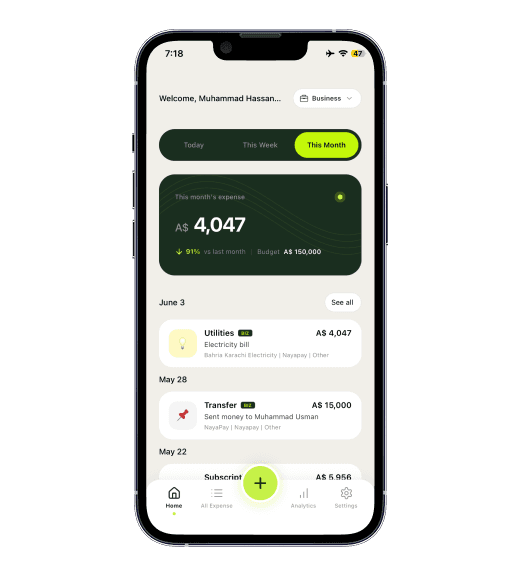 TrackFi business expense tracker on mobile