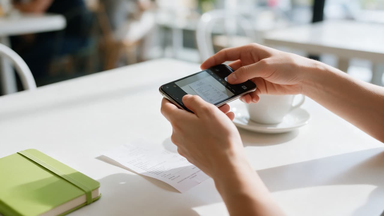 Person scanning a receipt with their phone